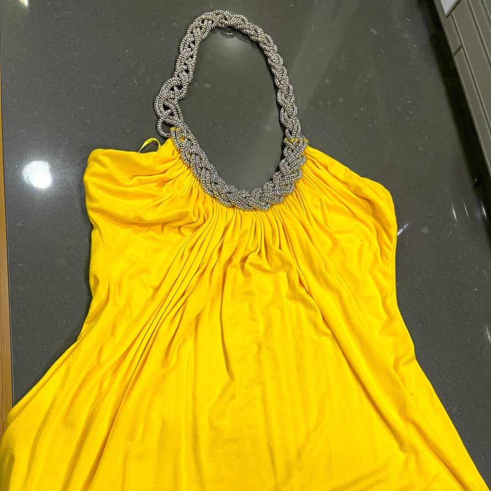 Braided Silver Neck Yellow Halter